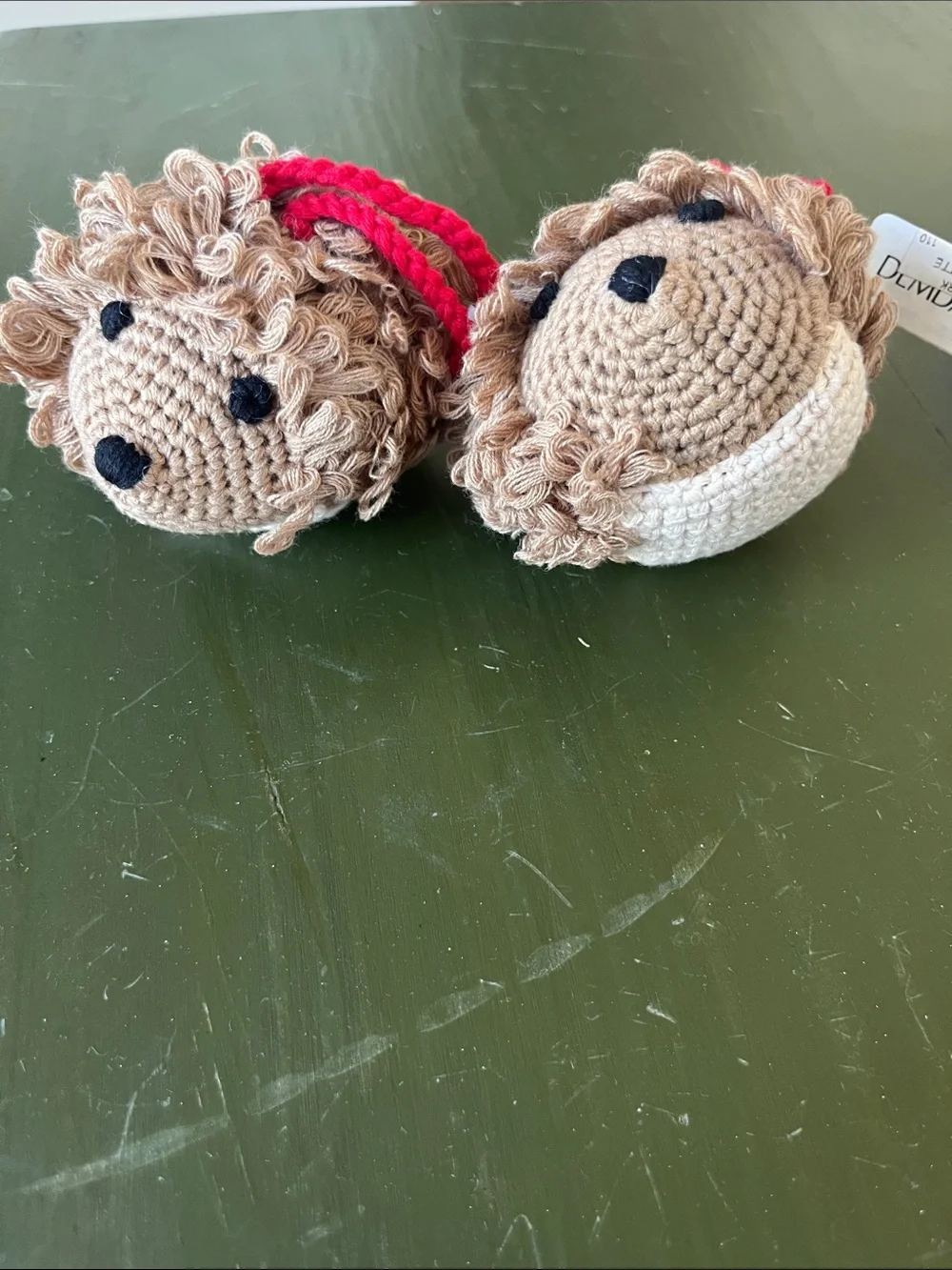 Crocheted hedgehog Ornament or gift attachment.